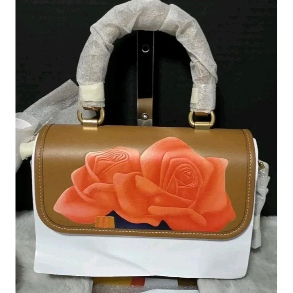 Coach X Tom Wesselmann Rogue Top Handle Brown Flower - Nwt